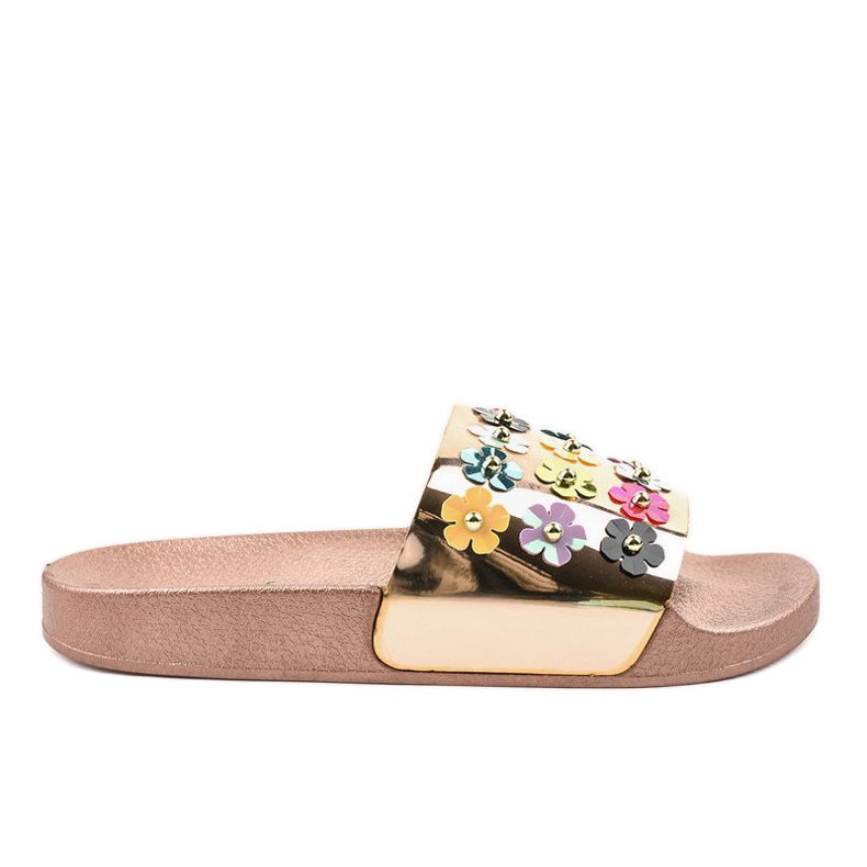 Pantofole Rose Gold con fiori D7659-2 rosa giallo