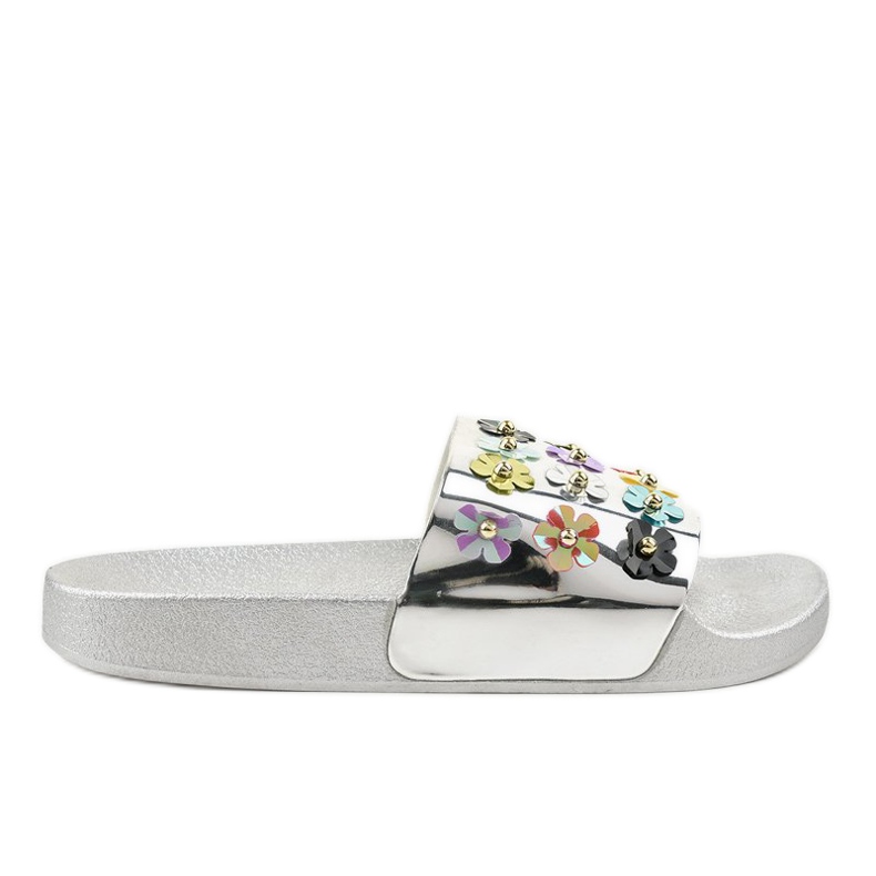 Pantofole argento con fiori D7659-3 grigio