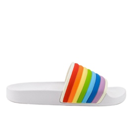 Pantofole bianche con arcobaleno 2456-2 multicolore