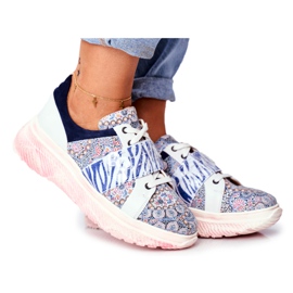 Scarpe sportive Sneakers in pelle da donna Maciejka 04448-27 marrone blu navy