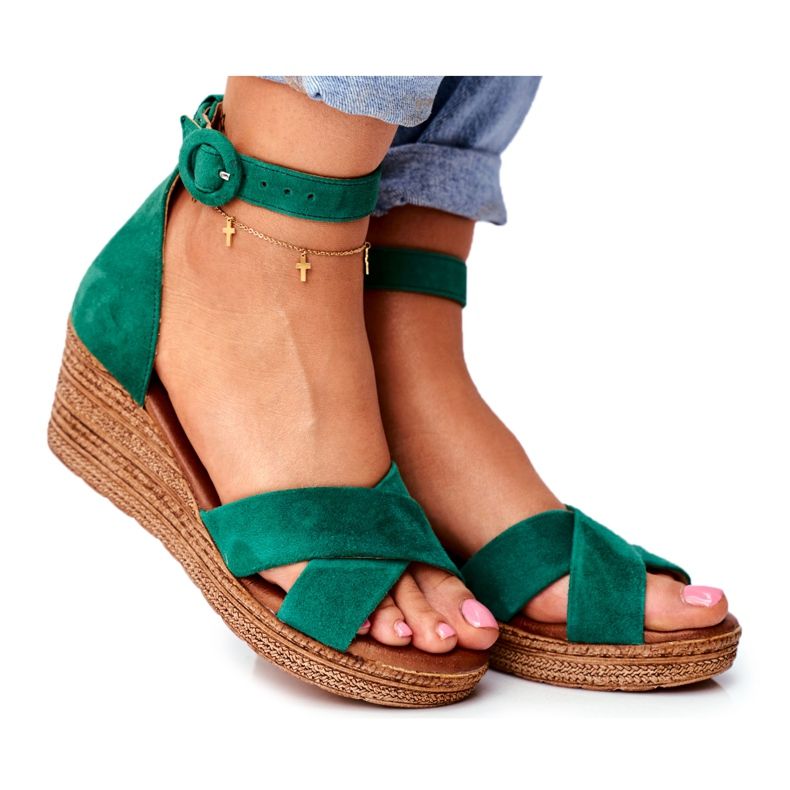 Sandali da donna Maciejka Pelle Scamosciata Verde 04565-09