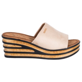 Goodin Pantofole con zeppa alla moda marrone