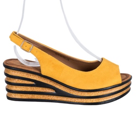 Goodin Sandali in pelle scamosciata chiara giallo
