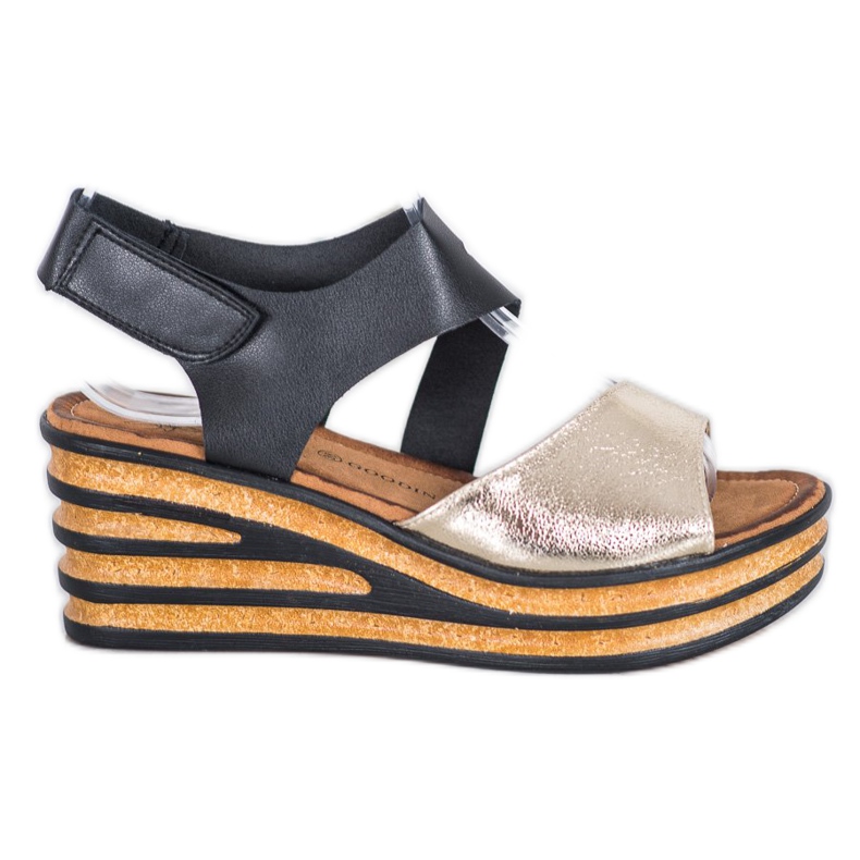 Goodin Sandali alla moda con velcro nero giallo