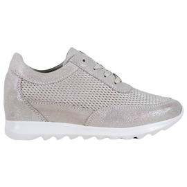 VINCEZA sneakers in pelle lucida grigio