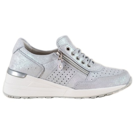 Sneakers In Pelle Con Cerniera VINCEZA grigio