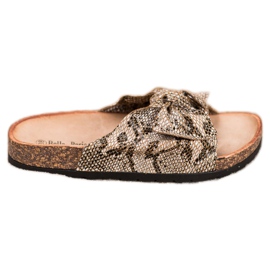 Bella Paris Pantofole con stampa serpente beige
