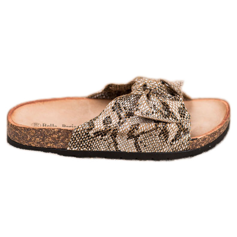 Bella Paris Pantofole con stampa serpente beige