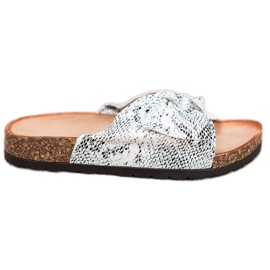 Bella Paris Pantofole con stampa serpente grigio