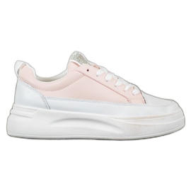 SHELOVET Scarpe da ginnastica sulla piattaforma della moda bianca rosa