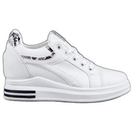 Lovery Scarpe da ginnastica con zeppa bianca