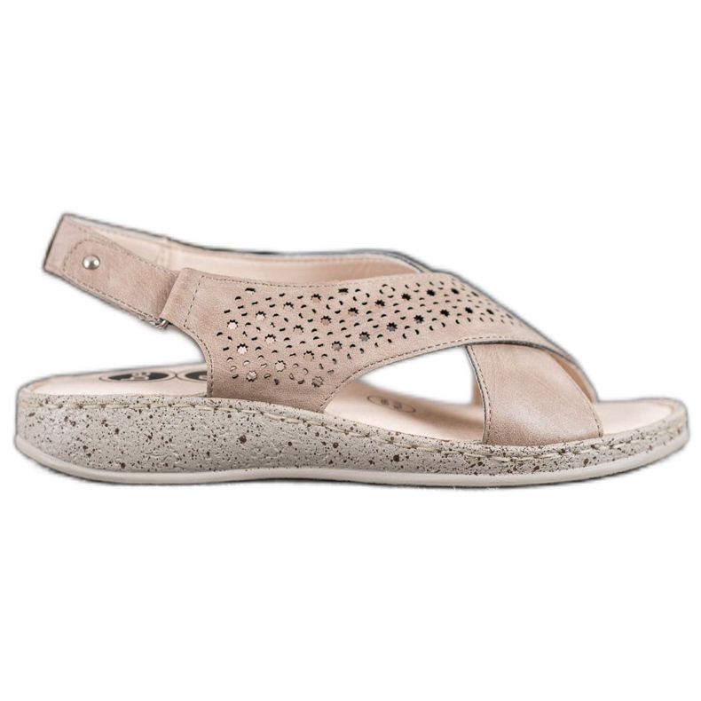 SHELOVET Comodi sandali in velcro marrone