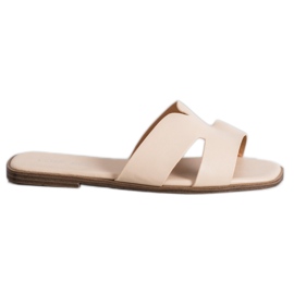 SHELOVET Pantofole classiche in ecopelle beige