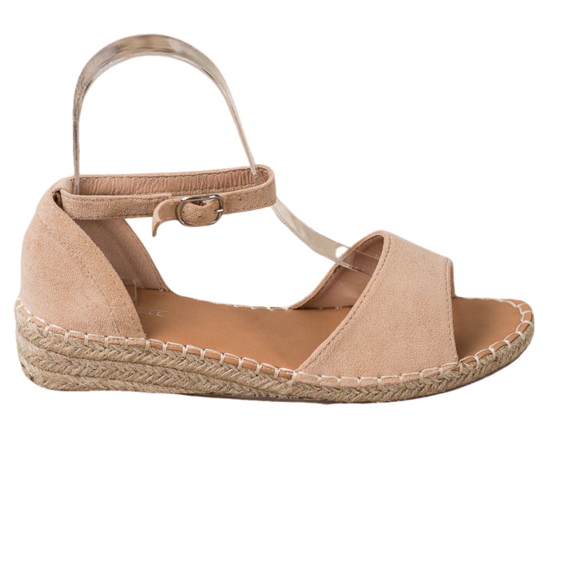 SHELOVET Sandali con espadrillas in pelle scamosciata marrone