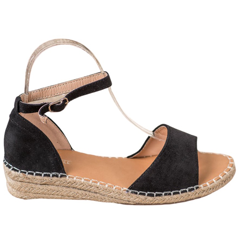 SHELOVET Sandali con espadrillas in pelle scamosciata nero