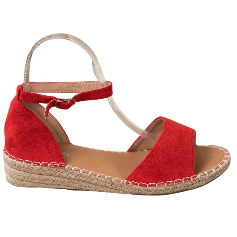 SHELOVET Sandali con espadrillas in pelle scamosciata rosso
