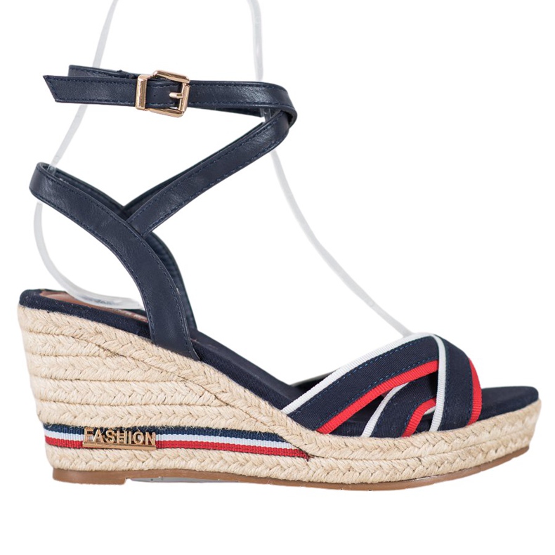 Comer Sandali con zeppa con strisce blu multicolore