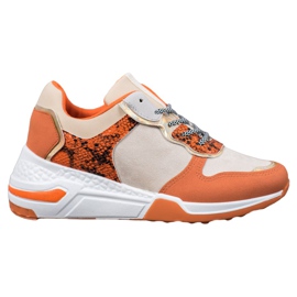 SHELOVET Sneakers con stampa serpente arancia multicolore