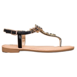 Small Swan Sandali Alla Moda Con Cubic Zirconia nero