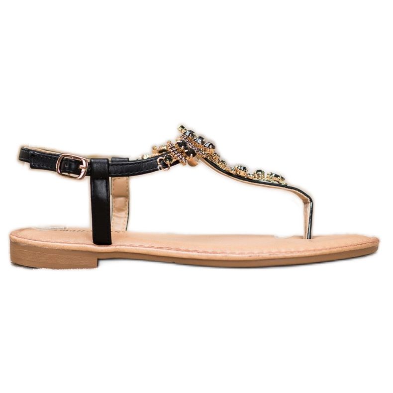 Small Swan Sandali Alla Moda Con Cubic Zirconia nero