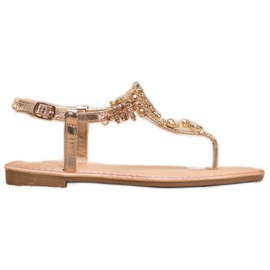 Small Swan Sandali Alla Moda Con Cubic Zirconia d'oro