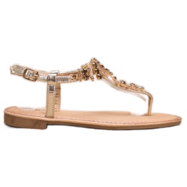 Small Swan Sandali Alla Moda Con Cubic Zirconia d'oro