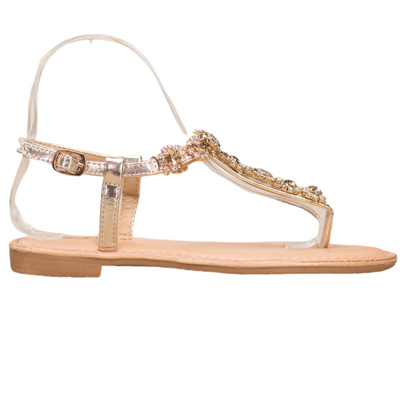 Small Swan Sandali Infradito Con Cubic Zirconia d'oro