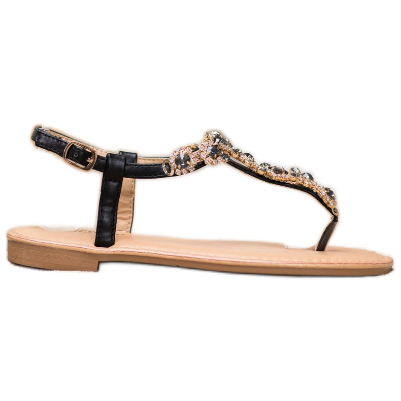 Small Swan Sandali Infradito Con Cubic Zirconia nero
