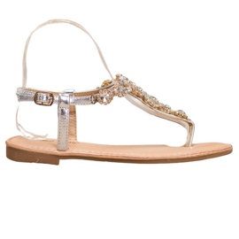 Small Swan Sandali Infradito Con Cubic Zirconia grigio