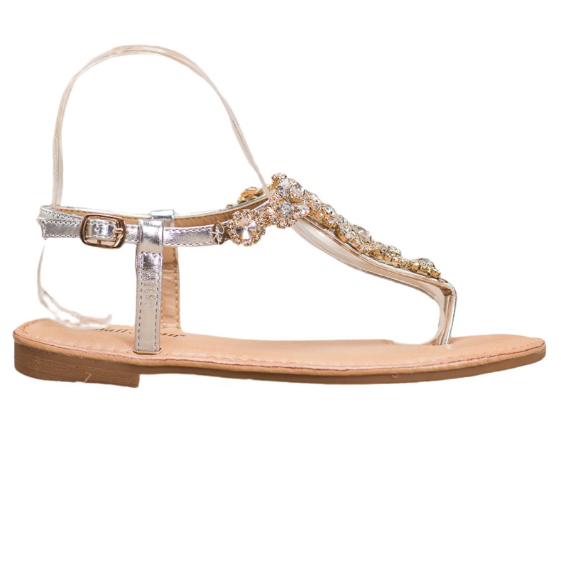 Small Swan Sandali Infradito Con Cubic Zirconia grigio