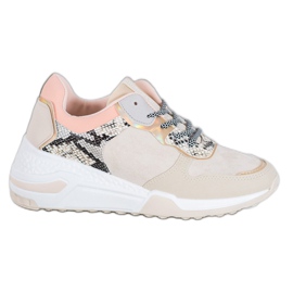 SHELOVET Sneakers con stampa serpente marrone