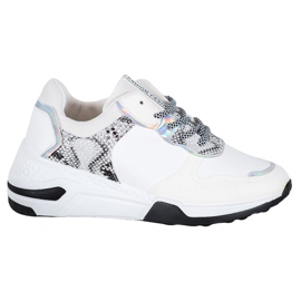 SHELOVET Sneakers con stampa serpente bianca multicolore