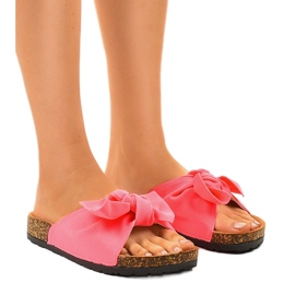 Pantofole decorate rosa con fiocco WS9003-5