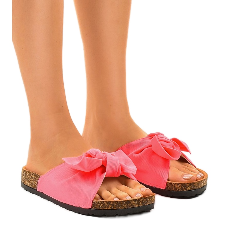 Pantofole decorate rosa con fiocco WS9003-5