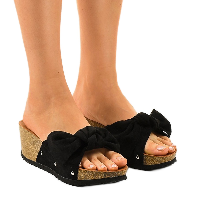 Sandali neri con zeppa 7862-KL nero