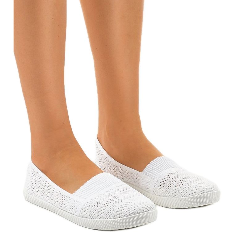 Sneakers slip-on traforate CB1711-9 bianche bianca