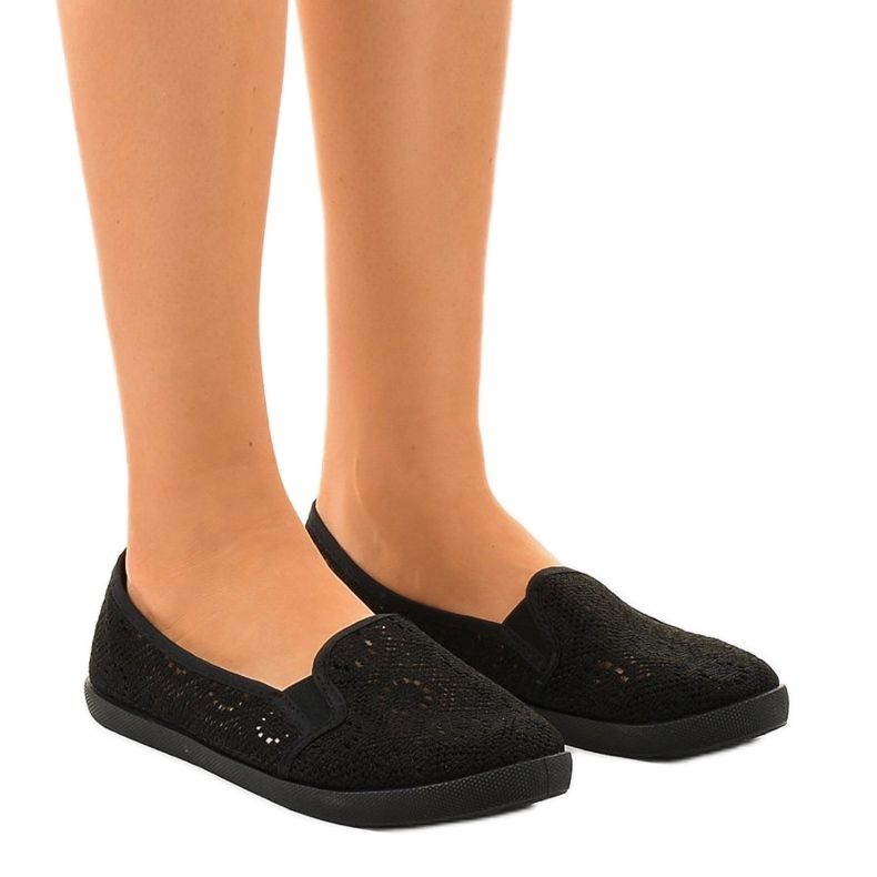 HJ1709 sneakers slip-on traforate nere nero