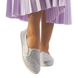 HJ1709 Sneakers slip-on traforate grigie grigio