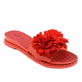 Infradito rosse con fiori N-49 rosso
