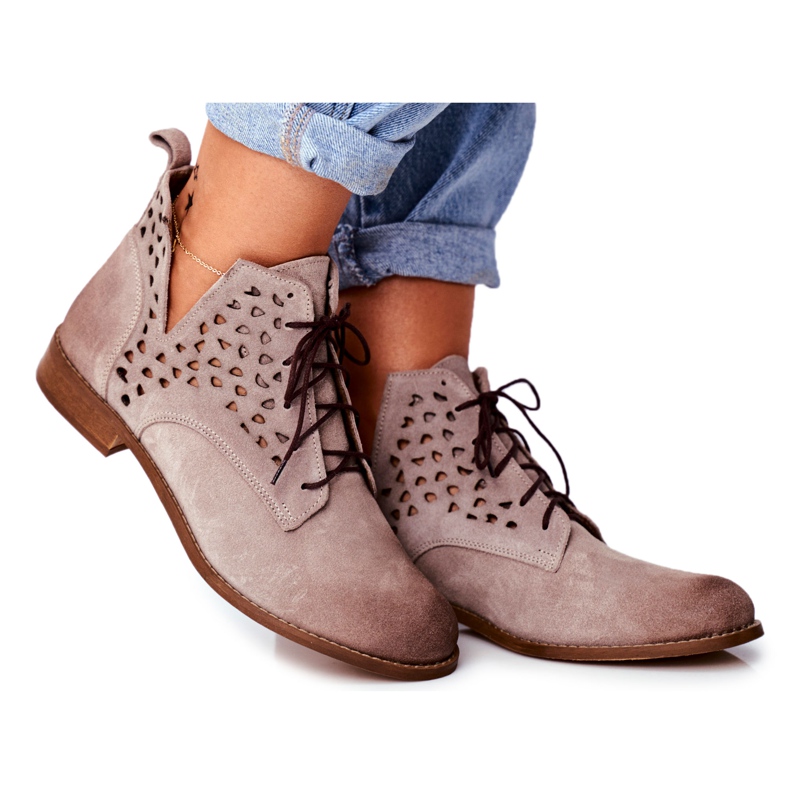 Nicole Stivali da donna in pelle Cappucino Low Meridan beige