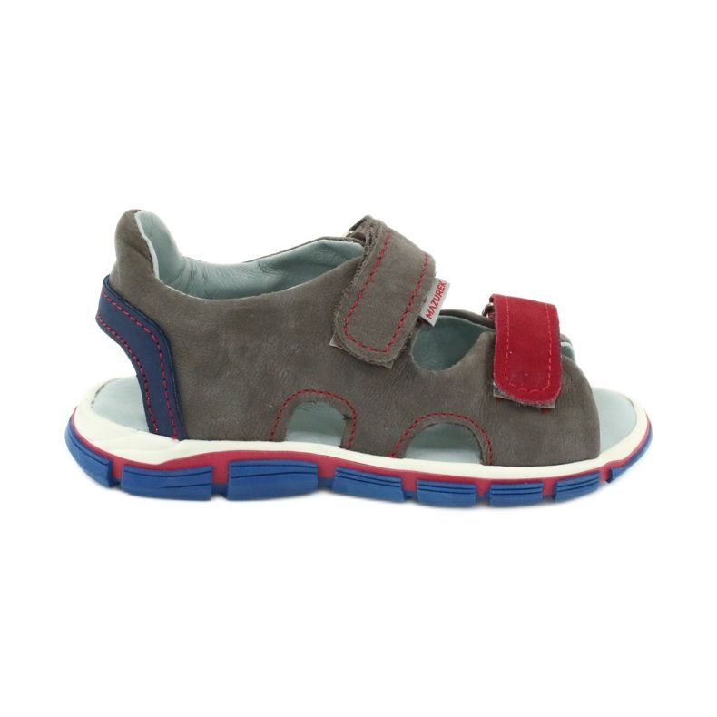 Mazurek Ragazzi in pelle con sandali in pelle rosso grigio 314