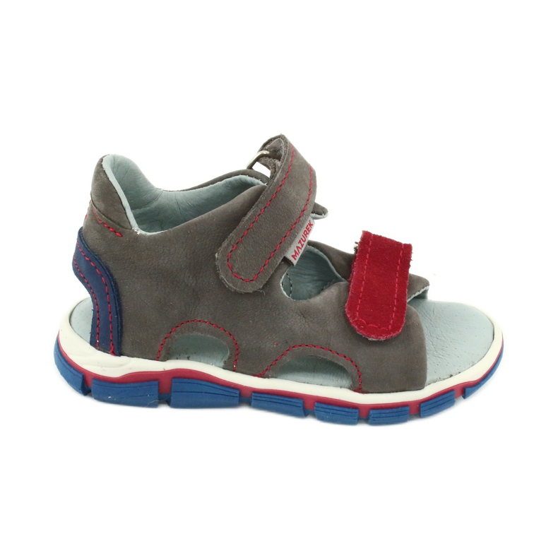 Mazurek Ragazzi in pelle con sandali in pelle rosso grigio 314