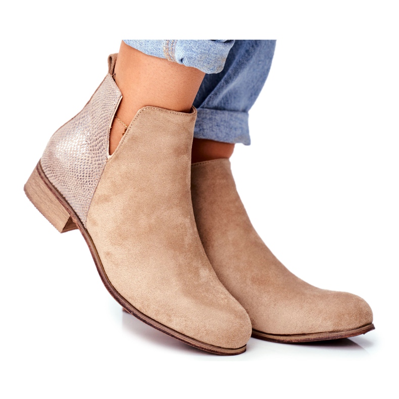 EVE Stivali Donna Con Tacco Piatto Primavera Khaki Viva beige