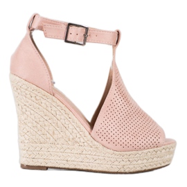 SHELOVET Sandali con zeppa traforati rosa