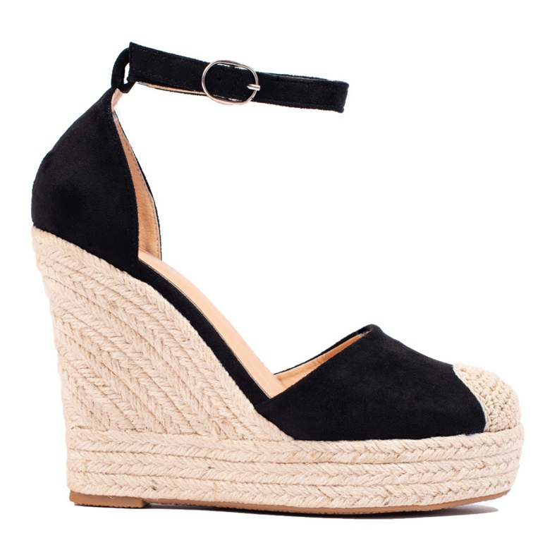 SHELOVET Eleganti espadrillas con zeppa nero