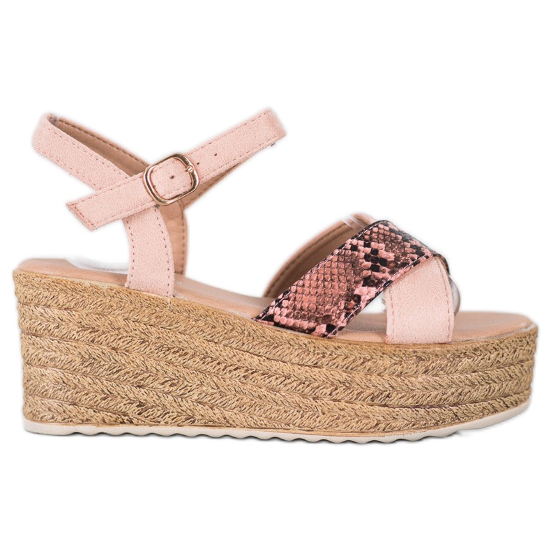 SHELOVET Sandali con zeppa Stampa serpente rosa