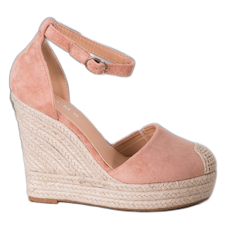 SHELOVET Espadrillas eleganti con zeppa rosa