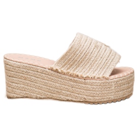 SHELOVET Ciabatte con zeppa intrecciata Ll909be beige