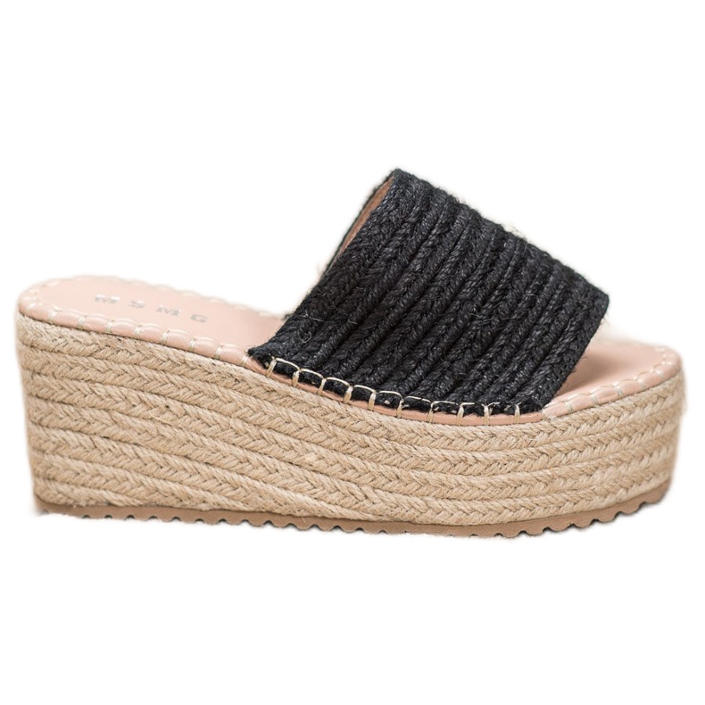 SHELOVET Sandali con zeppa intrecciata nero