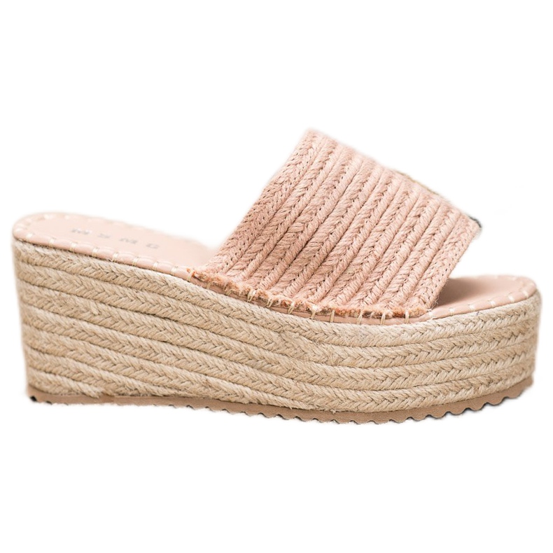 SHELOVET Sandali con zeppa intrecciata rosa